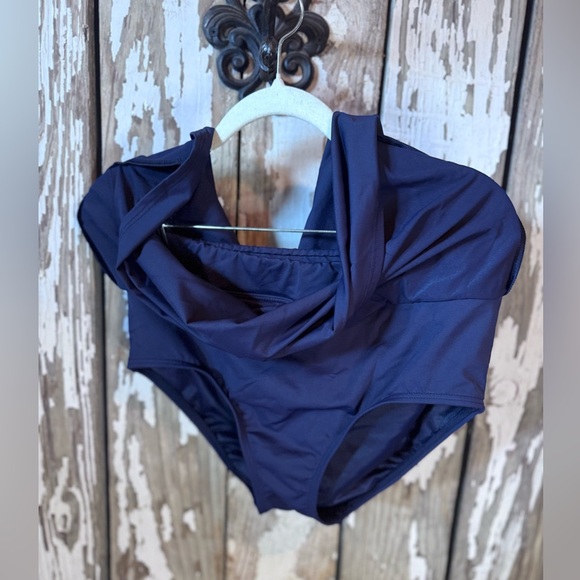 Lands End Swim Set Size 6- Draper James Top Size 6 Floral & Swim Skirt Navy - Picture 12 of 13